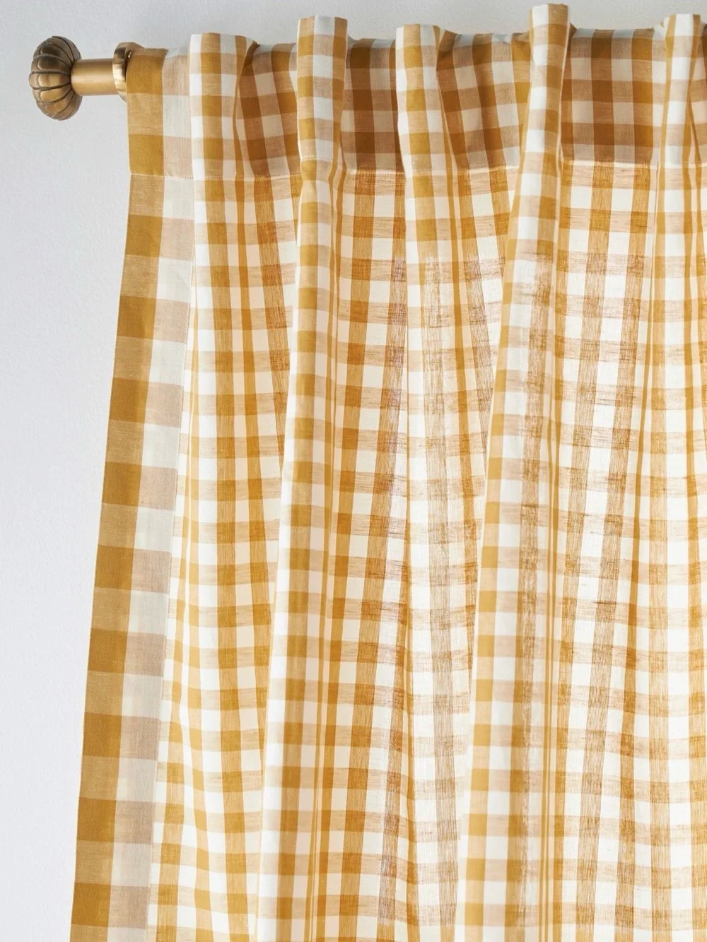 Anthropologie Cotton Linen Gingham Curtain 50”x63” NEW 1 Panel